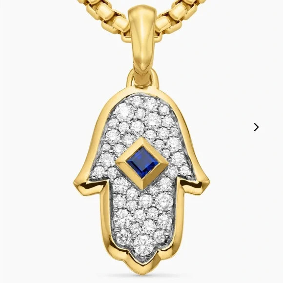David Yurman Gold and Diamonds Hamsa Pendant - Picture 1 of 11